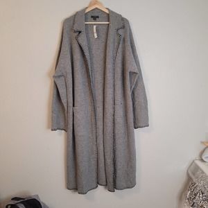 J Crew Ella Open-Front Cardigan Sweater Grey Womens XL Merino Wool Alpaca Blend